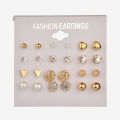 12 Pairs Stud Earring Set Trendy Square Ball Heart Small Earrings Women Christmas Earring. 