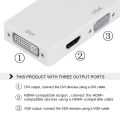 3 In 1 Thunderbolt Port Mini Displayport HDMI-compatible DVI VGA Display Port Adapter Cables For Mac Macbook White.