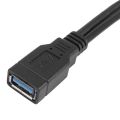 Black USB 3.0 Female to Dual USB Male Y Cable for 2.5 inch Hard Disk. 