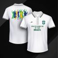 2026 Fifa World Cup Brazil Football Jersey For Men - Half Sleeve Collar Polo Brazil t shirt - Brazil Fan Jersey. 