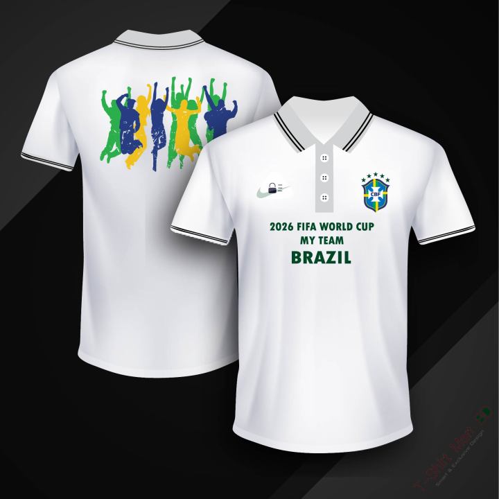 2026 Fifa World Cup Brazil Football Jersey For Men - Half Sleeve Collar Polo Brazil t shirt - Brazil Fan Jersey