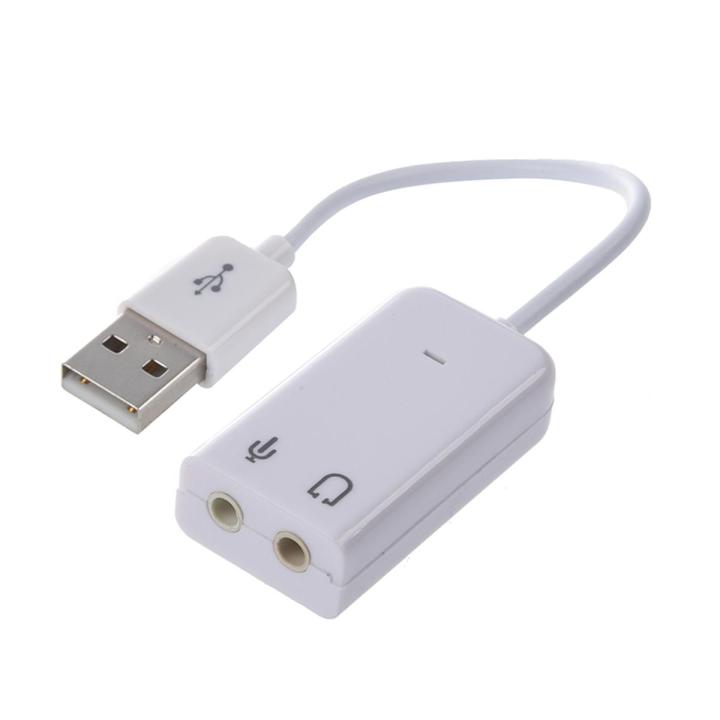 3.5mm Microphone Earphone Socket USB 2.0 Sound Card Speaker Adapter White