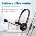 Universal Call Center Headphone 3.5mm USB Wired Business Headset With Mic Volume Control Mute Cancelling Telephone Operator. 