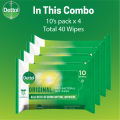 Dettol Antibacterial Wet Wipes Family Pack (4 X 10 Sheets) for Hand Sanitizing. 