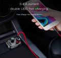 BASEUS S09 T Typed 3.4A Dual USB Ports Bluetooth MP3 Car Charger Support TF Card/U Disk/FM Transmitter.