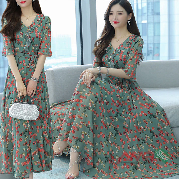 New Dot print Stylish womens high quality One Piece long dress, 3D screen print