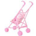 TE Baby Infant Doll Stroller Carriage Foldable With Doll For 12inch Doll Barbie pink. 