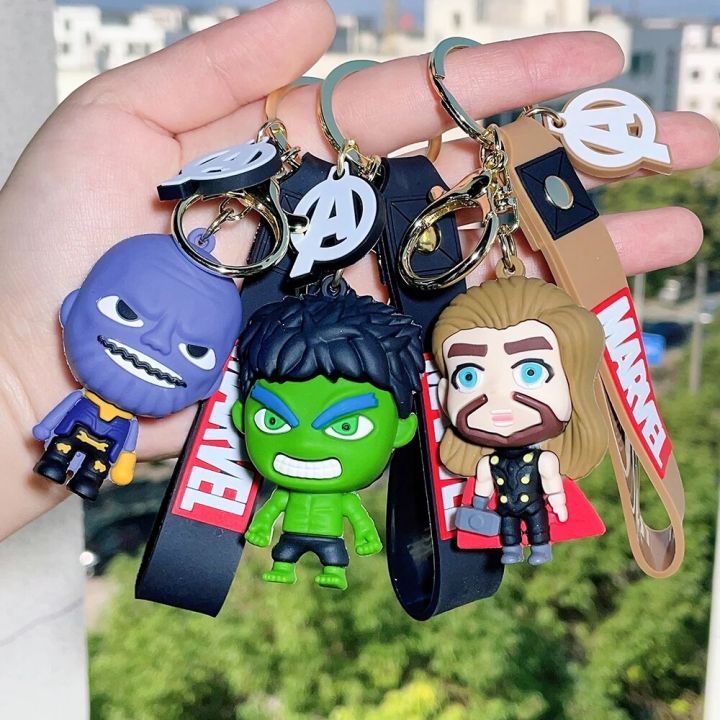 Marvel Black Spider Man Silicone Key Ring Cartoon Anime Keychain Car Pendant Phone Bag Hanging Jewelry Gifts for Kids