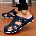 Slippers Men's Sandals Male Bathroom inside and outside Non-Slip Sandals Korean Style Flip Flops Beach Shoes Hole Shoes.