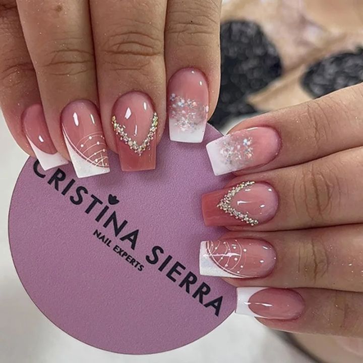 24Pcs%20Mid-length%20French%20False%20Nail%20with%20Diamond%20Gradient%20Square%20Press%20on%20Nails%20Flower%20Design%20Nail%20Wearable%20Manicure%20Tools%20-%20Image%206