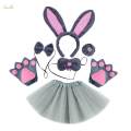 Bunny Costume Set Cosplay Nose Modern for Stage Shows Easter Themed Parties Gray 6pcs. 