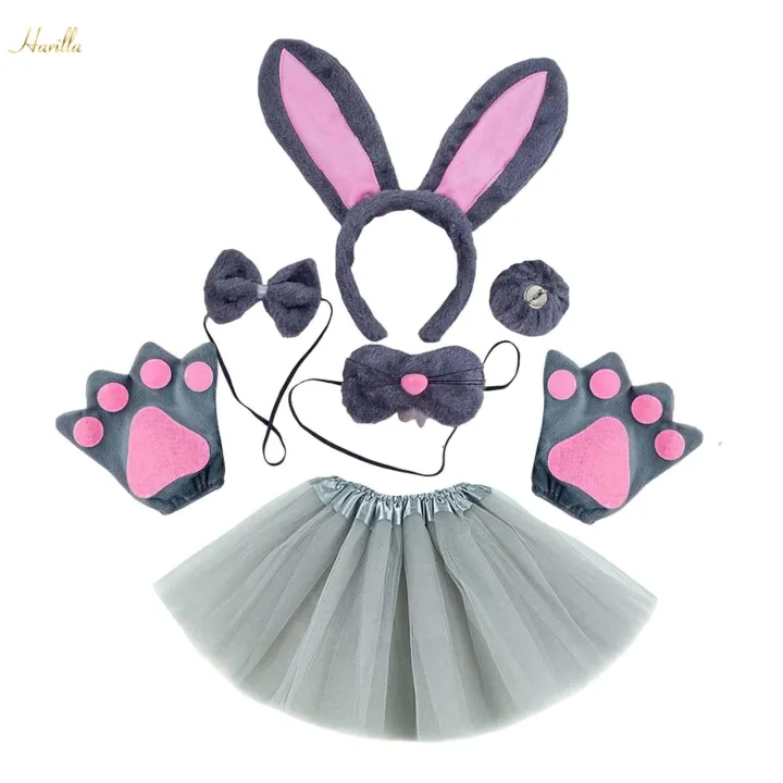 Bunny%20Costume%20Set%20Cosplay%20Nose%20Modern%20for%20Stage%20Shows%20Easter%20Themed%20Parties%20Gray%206pcs%20-%20Image%203