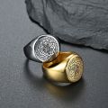 【happy one】The Key of Solomon Rings Stainless Steel The Seal of the Seven Archangels Ring Amulet Male Jewelry.