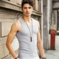 YC vest men's cotton inner wear tide hurdle sports slim men's spring and autumn summer base black and white.