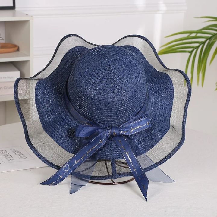 Sun%20Hat%20for%20Women%20Foldable%20Big%20Brim%20Floppy%20Girls%20Straw%20Hat%20Sun%20Hat%20with%20Bowknot%20Elegant%20Protection%20Shading%20Beach%20Hat%20for%20Women%20-%20Image%203