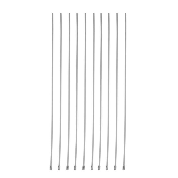 10Pcs 17.7" Stainless Steel Locking Cable Ties For Exhaust Pipe Header Wrap Tape Silver