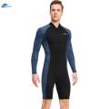 1.5mm Neoprene Men Wetsuit Diving Suit Keep Warm Long Sleeve Shorts Front Zip Protection XXXL.