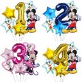 1set Mickey Minnie Balloons Baby Shower Birthday Party Decorations 32inch Number Cartoon Mickey Mouse Balloon Kids Toys Globos. 