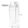 1000ml Square Milk Cup Cartoon Water Bottle Large Capacity Plastic Transparent Juice Drinking Cups Portable Milk Storage Box. 