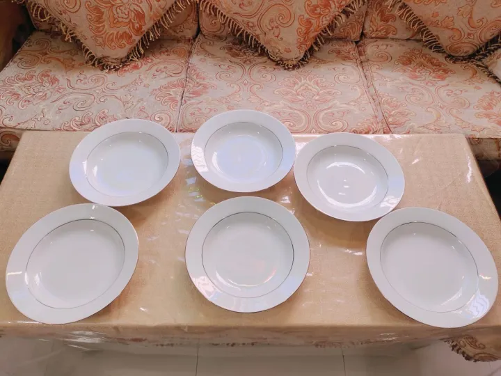 6%20Pcs%20Ceramic%20Deep%20Dinner%20Plate%20Set%209"Inch%20,%20Deep%20Rice%20Dinner%20Plate,%20White%20Color%20With%20Golden%20Line%20print%20-%20Image%209