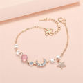 Pretty Stainless Steel Bracelet for Women Sweet Moon Star Zirconia Best Friend Bangle. 