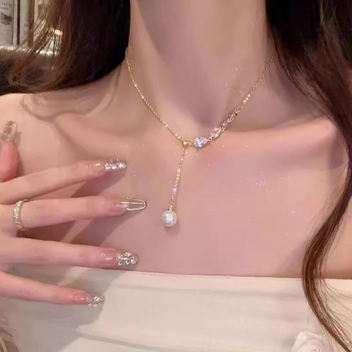 pearl pendant necklace women's light luxury niche design hot girl