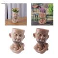 Pot Head Planter with Drainage Hole Craft Desktop Human Funny Face Flower Pot for Drawing Room Bedroom Indoor Cabinet Bookshelf. 