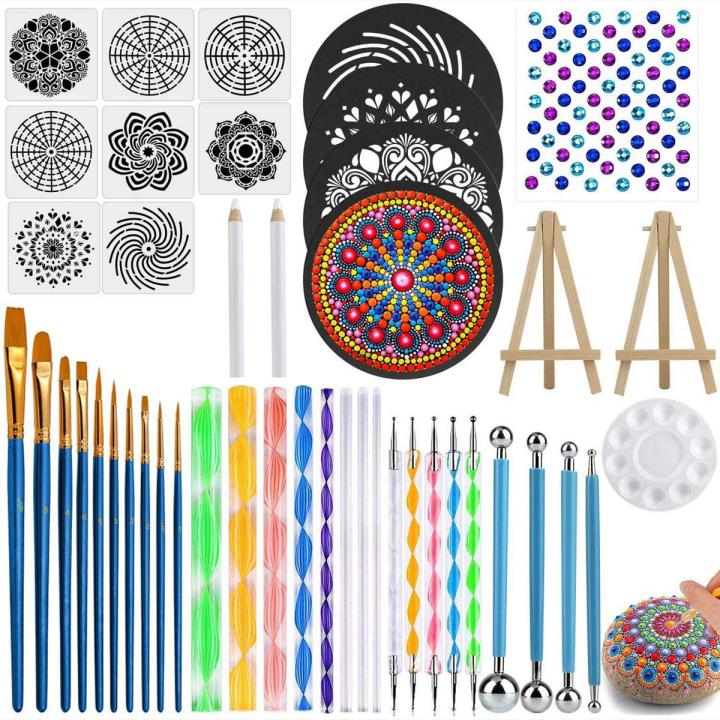 JSRQT 8 Pezzi Stencil Misti di Grandi per Texture, Modelli di Decorazioni Geometriche Mandala per Pittura, Set di Stencil Riutilizzabili in Plastica per Mobili Pavimenti Tela Legno Vetro, 20×20 CM