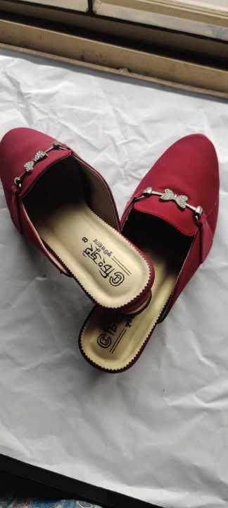 Shoe%20for%20Women%20Cing%20Jui%20Deep%20Meroon%20Block%20Heel%20Semi%20High%20Half%20Boat%20in%20Front%20Design%20Shoe%20-%20Image%203