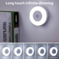 LED Touch Sensor Night Lights USB Rechargeable Magnetic Base Wall Lights Round Portable Dimming Night Lamp For Room Decor. 