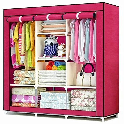 Fancy%20&%20Portable%20Fabric%20Collapsible%20Foldable%20Clothes%20Closet%20Wardrobe%20Storage%20Rack%20Organizer%20Cabinet%20Cupboard%20Almirah%203%20Door%20Wardrobe%20Collapsible%20Wardrobe%20-%20Image%206