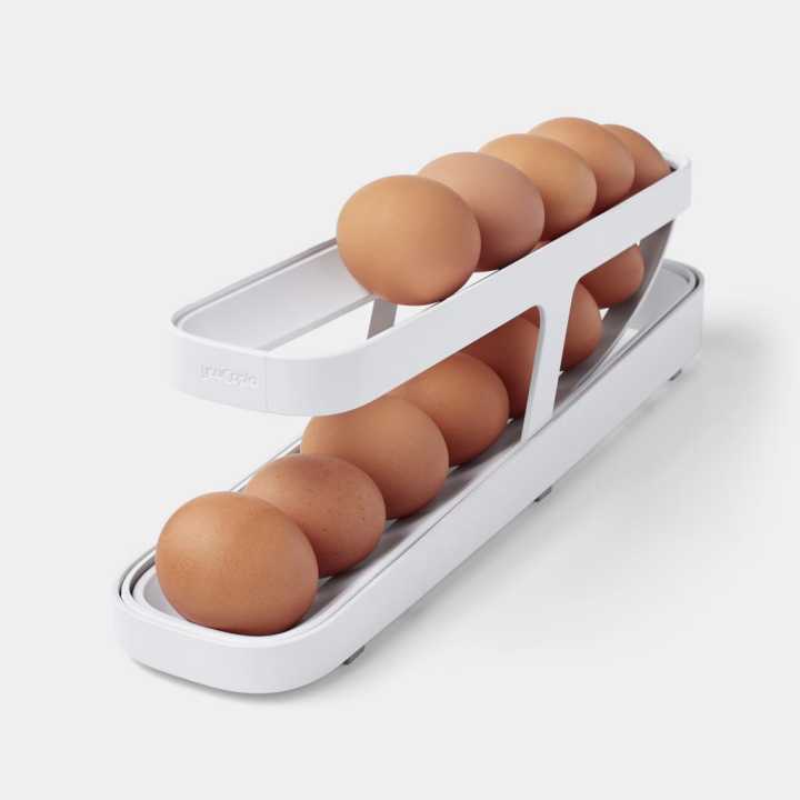 AA Hub Creative Plastic Slide Refrigerator Egg Holder Automatic Egg Rack Freshable Eggs Storage Container Dispenser