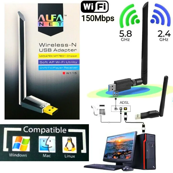 Aufa%20W115%20High-Speed%20802.11n%20Wireless%20USB%20Adapter%20with%20Fixed%203DBi%20Antenna,%20Driver-Free%20Plug%20&%20Play,%201-Year%20Warranty%20-%20Image%202