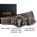 LUCKACE Vintage Design Mens Western Cowboy Belt Handmade Stylish Embossed Belt Good Gift for Husband Father Boyfriend Brothers Wearhouse. 