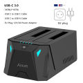 Alxum Dual Bay SSD Hard Drive Docking Station USB C to SATA HDD Docking Station for 2.5/3.5 inch Hard Drive Dock Offline Clone. 