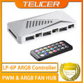 TEUCER LP-6P ARGB Controller 3Pin and 4Pin Multi Way Splitter 1 to 6 Case Fan Extension Cable Adapter PC Cooling Fan HUB.