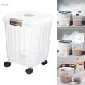 Rice Storage Bin, Dry Food Container Measuring Cup, Rice Storage Container, Food Holder Bin with Caster for Cupboard, Cabinet Kitchen Grain Nuts. 