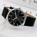 Men Women Leather Strap Analog Quartz Watch Six Pin Men's Watch Blue Glass Belt Business Watch Ladies Wrist Watch Reloj Mujer. 