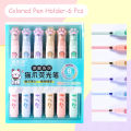 6 PCS Kawaii Highlighters Pastel Pen Set Colored Markers Cute Korean Stationery Kids Marker Aesthetic Office School Supplies Amour zii. 