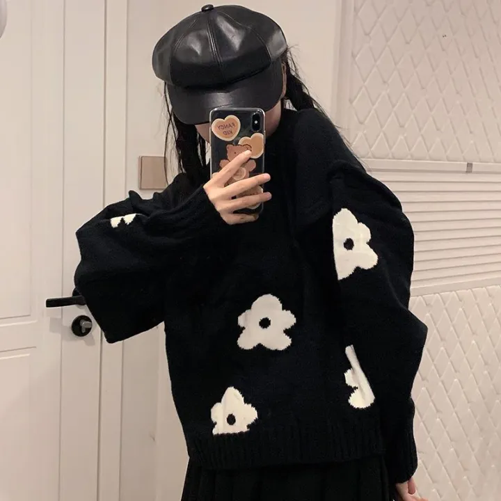 Embroidered%20Little%20Flower%20Pullover%20Sweater%20for%20Female%20Students%20Autumn%20and%20Winter%20New%20Korean%20Style%20Contrast%20Color%20Idle%20Style%20Loose%20Outer%20Wear%20Sweater%20-%20Image%209