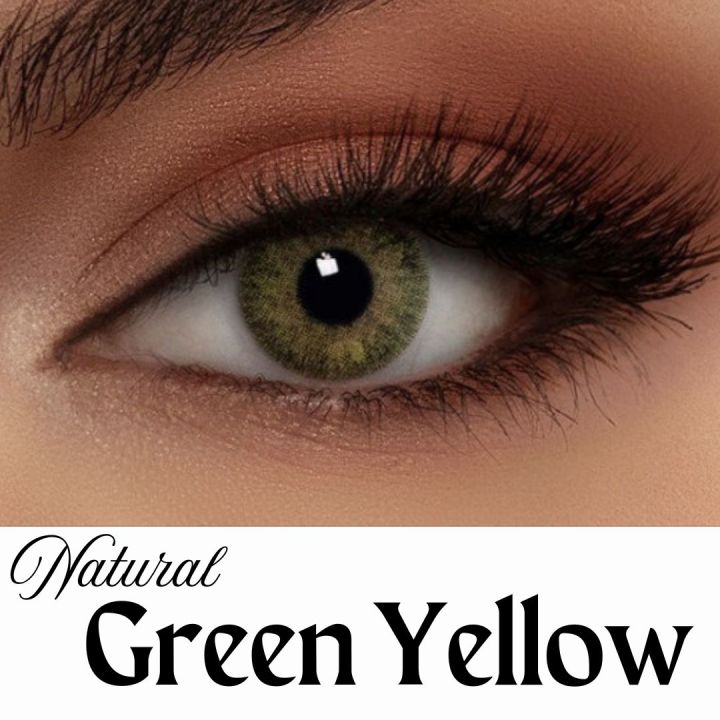 New Bella Natural Green Yellow Contact Lens With Regular Kit Box For Men and Women. 1 Pair Bella Color Contact Lens For Eye Makeup and Cosmetics. Bella Natural Series. #greenyellow