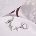 Color Metal Stars Pendant Earring Simple Inlaid Rhinestone Cross Drop Earrings Y2K Creative Dangle Earrings Korean INS Style Personality Sweet Cool Girl Fashion.