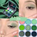9 Color Green Eyeshadow Palette Festival Makeup Pearly Matte Glitter Eye Shadow Highlights Earth Color Matellic Nude Eye Pigment Abandon Abandon. 