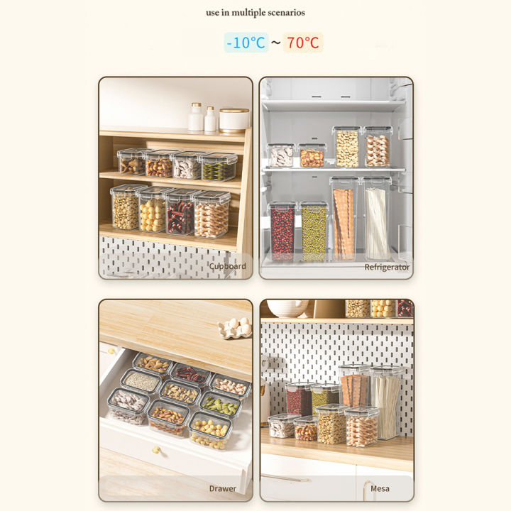 Qiunery%208%20Pcs%20Airtight%20Food%20Storage%20Containers%20With%20Labels%20Baking%20Storage%20Set,%20Sealed%20Jar%20Grain%20Storage%20Box,%20Clear%20Dry%20Food%20Canisters%20For%20Kitchen,%20Pantry,%20Restaurant%20-%20Image%204