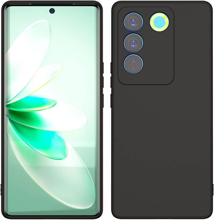 Vivo V27/V27 Pro Silicone Matte Flexible Soft Phone Case - Black - Phone Back Cover