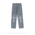 2023 Fashion Trousers Cross Denim Pants Streetwear Hip Hop Low Rise Baggy Jeans For Men Korean Y2k Women Cargo Pants Punk Clothe.