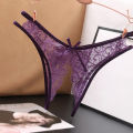 Lace Open Crotch Women'S T-Back Panties Sexy Lingerie Hollow Out G-String Seamless Low Waist Ultra Thin Thongs Underwear trussiki.