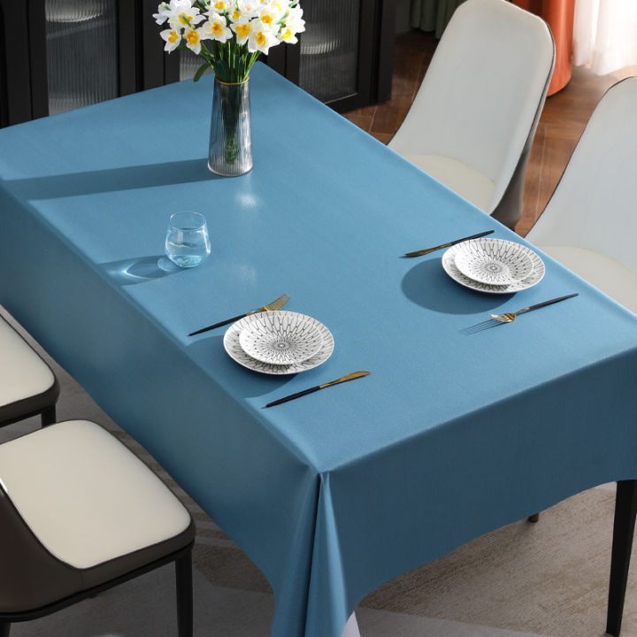 Simple solid color tablecloth wholesale waterproof and oilproof pvc tablecloth ins style hotel tablecloth plain blue fabric