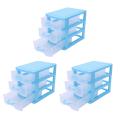 3X Mini Translucent Drawer Type Plastic Storage Box(Blue 3 Layers). 