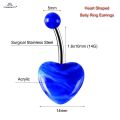 14G 1.6x10mm Candy Color Heart Belly Piercing Clear Acrylic Belly Ring Helix Piercing Earrings for Women Navel Ring Ear Jewelry. 
